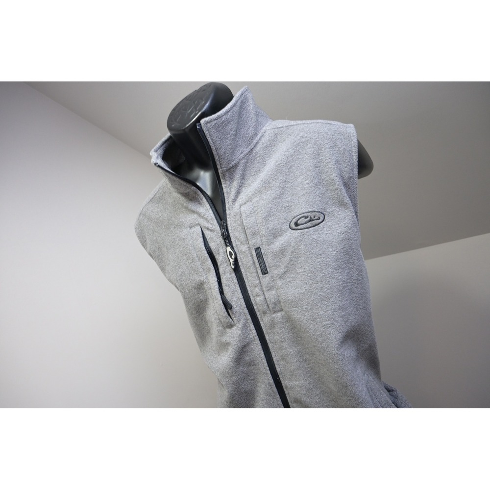 Drake Waterfowl Fleece Vest Mens Large Gray Magnattach Full Zip Pockets EUC